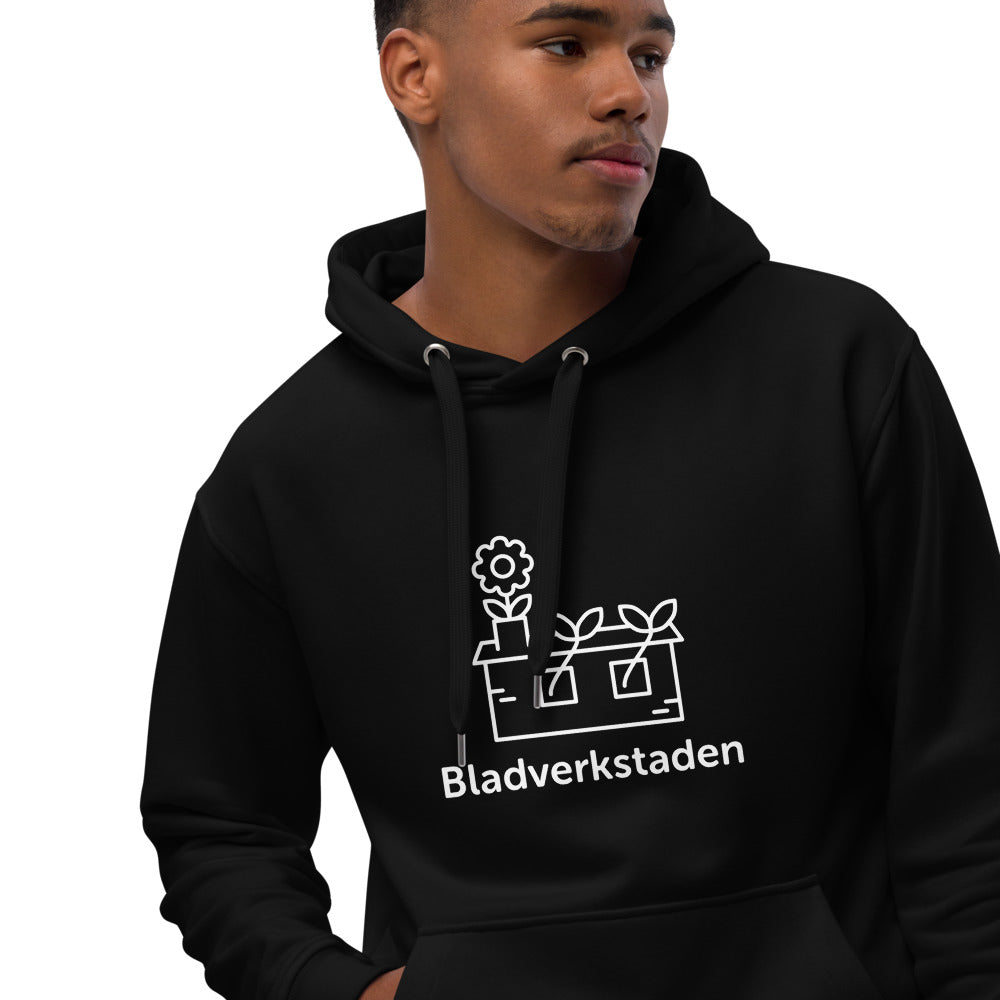 Bladverkstaden Svart Hoodie i Ekologisk Bomull