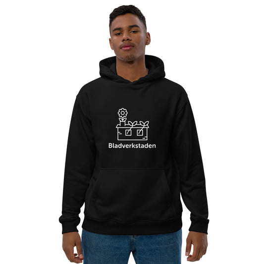 Bladverkstaden Svart Hoodie i Ekologisk Bomull
