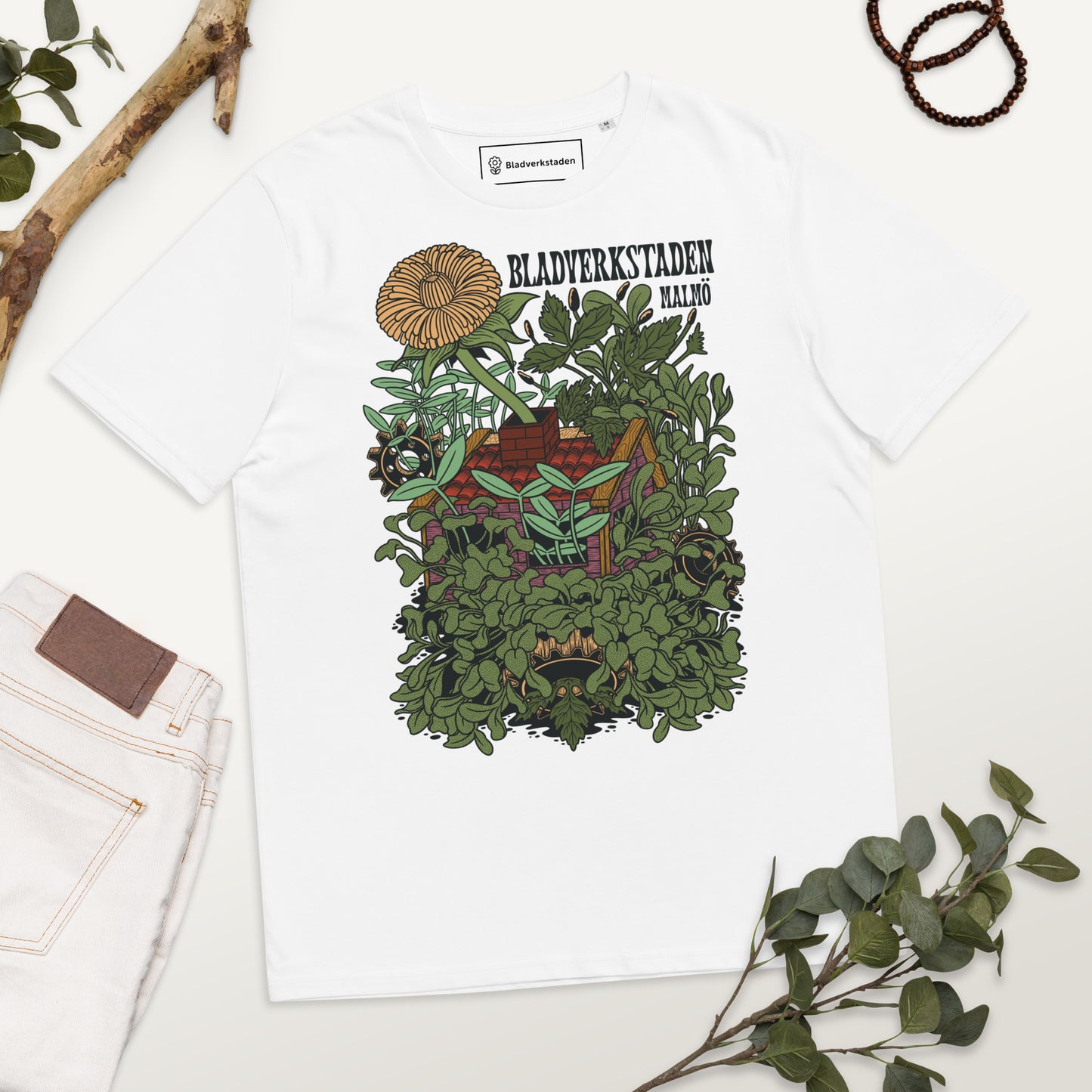 Bladverkstaden Unisex T-shirt (med extra skarpa linjer) i ekologisk bomull